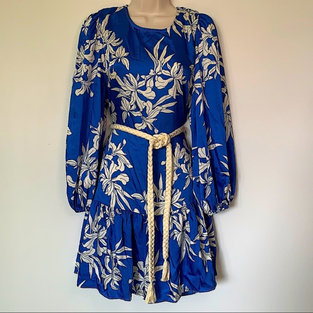 Alexis | long sleeve tiered dress with rope belt
